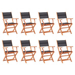 Folding Chairs 8 pcs Black Solid Eucalyptus Wood&Textilene