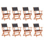 Folding Chairs 8 pcs Black Solid Eucalyptus Wood&Textilene