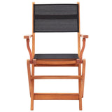 Folding Garden Chairs 8 pcs Black Solid Eucalyptus Wood&Textilene