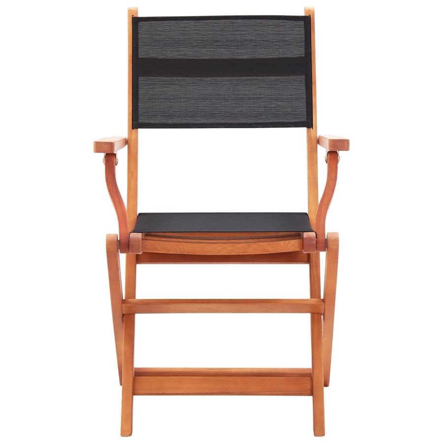 Folding Chairs 8 pcs Black Solid Eucalyptus Wood&Textilene