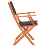 Folding Garden Chairs 8 pcs Black Solid Eucalyptus Wood&Textilene - Top-Down View