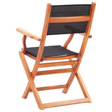 Folding Garden Chairs 8 pcs Black Solid Eucalyptus Wood&Textilene - 45-Degree Angle