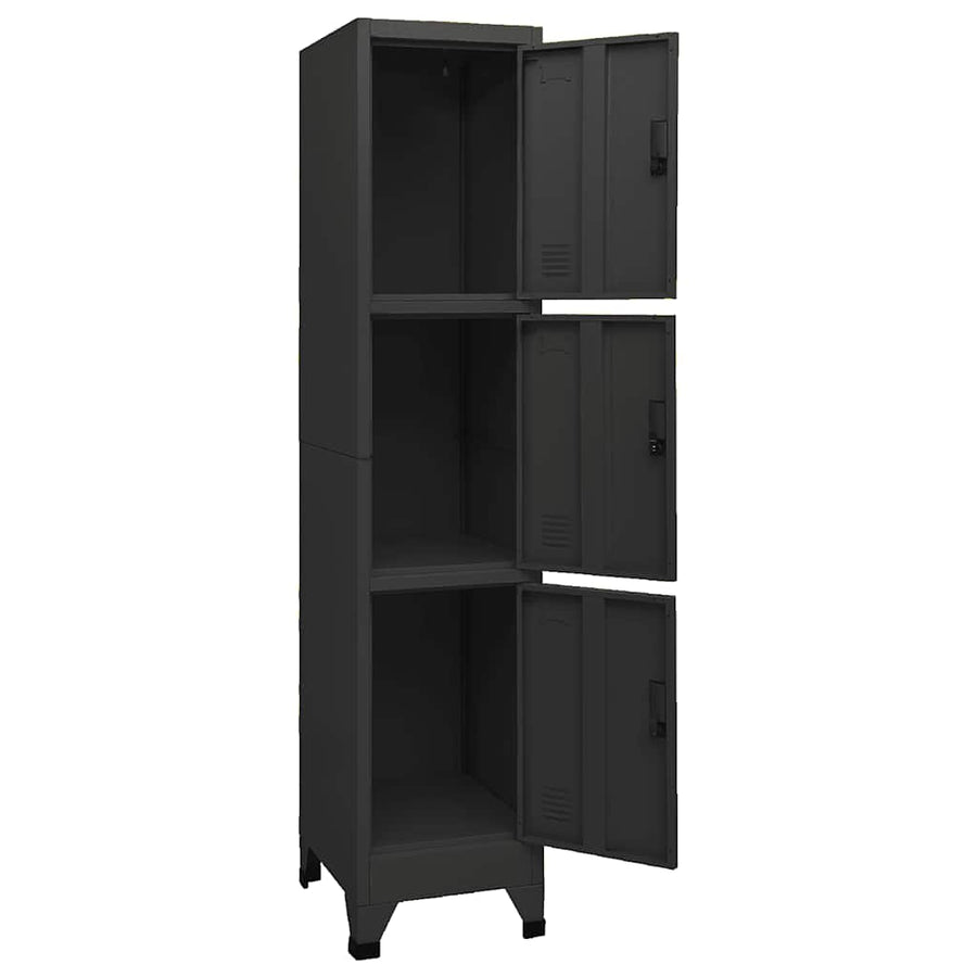 Locker Cabinet Black 38x45x180 cm Steel