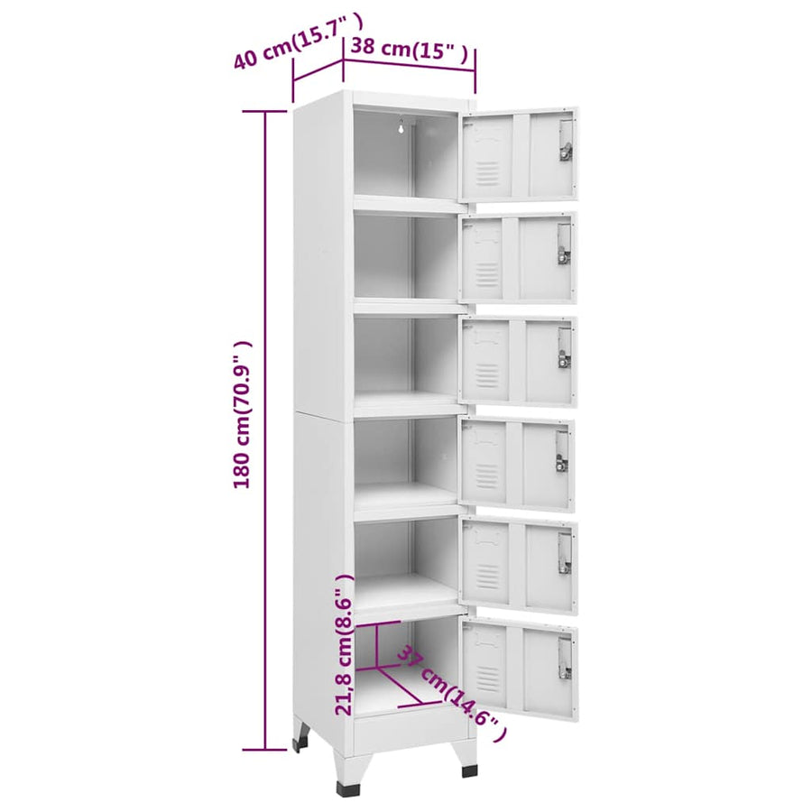 Locker Cabinet Light Grey 38x40x180 cm Steel