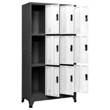 Locker Cabinet Anthracite and White 90x45x180 cm Steel - Side View