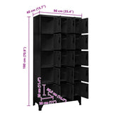 Locker Cabinet Black 90x40x180 cm Steel - Low Angle