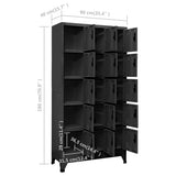 Locker Cabinet Anthracite 90x40x180 cm Steel - Low Angle