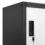 Locker Cabinet Anthracite and White 90x40x180 cm Steel - Close-Up Angle