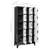 Locker Cabinet Anthracite and White 90x40x180 cm Steel - Low Angle