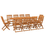 11 Piece Garden Dining Set 220x90x75 cm Solid Wood Acacia - Front View