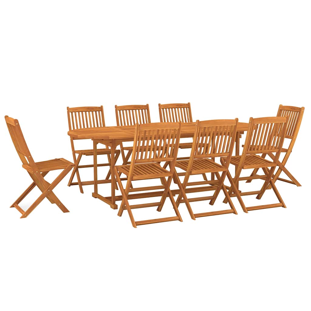 9 Piece Garden Dining Set 220x90x75 cm Solid Wood Acacia