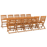 11 Piece Garden Dining Set 280x90x75 cm Solid Wood Acacia - Front View