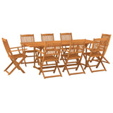 9 Piece Garden Dining Set 220x90x75 cm Solid Wood Acacia - Front View