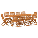 11 Piece Garden Dining Set 220x90x75 cm Solid Wood Acacia - Front View