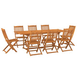 9 Piece Garden Dining Set 220x90x75 cm Solid Wood Acacia - Front View