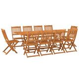 11 Piece Garden Dining Set 220x90x75 cm Solid Wood Acacia - Front View