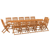 13 Piece Garden Dining Set 280x90x75 cm Solid Wood Acacia - Front View