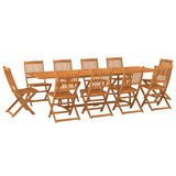 11 Piece Garden Dining Set 280x90x75 cm Solid Wood Acacia - Front View