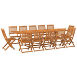 13 Piece Garden Dining Set 280x90x75 cm Solid Wood Acacia - Front View