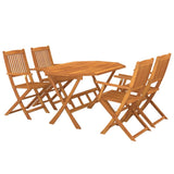 5 Piece Garden Dining Set Solid Acacia Wood - Front View