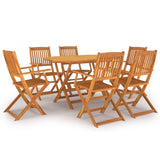 7 Piece Garden Dining Set Solid Wood Acacia - Front View