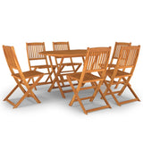 7 Piece Garden Dining Set Solid Wood Acacia - Front View