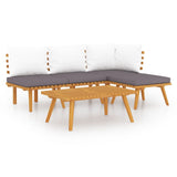 5 Piece Garden Lounge Set with Cushions Solid Wood Acacia - Front View