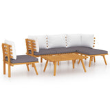 6 Piece Garden Lounge Set with Cushions Solid Wood Acacia - Front View