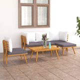6 Piece Garden Lounge Set with Cushions Solid Wood Acacia