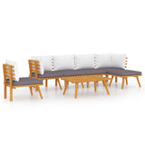 7 Piece Garden Lounge Set with Cushions Solid Wood Acacia - Front View
