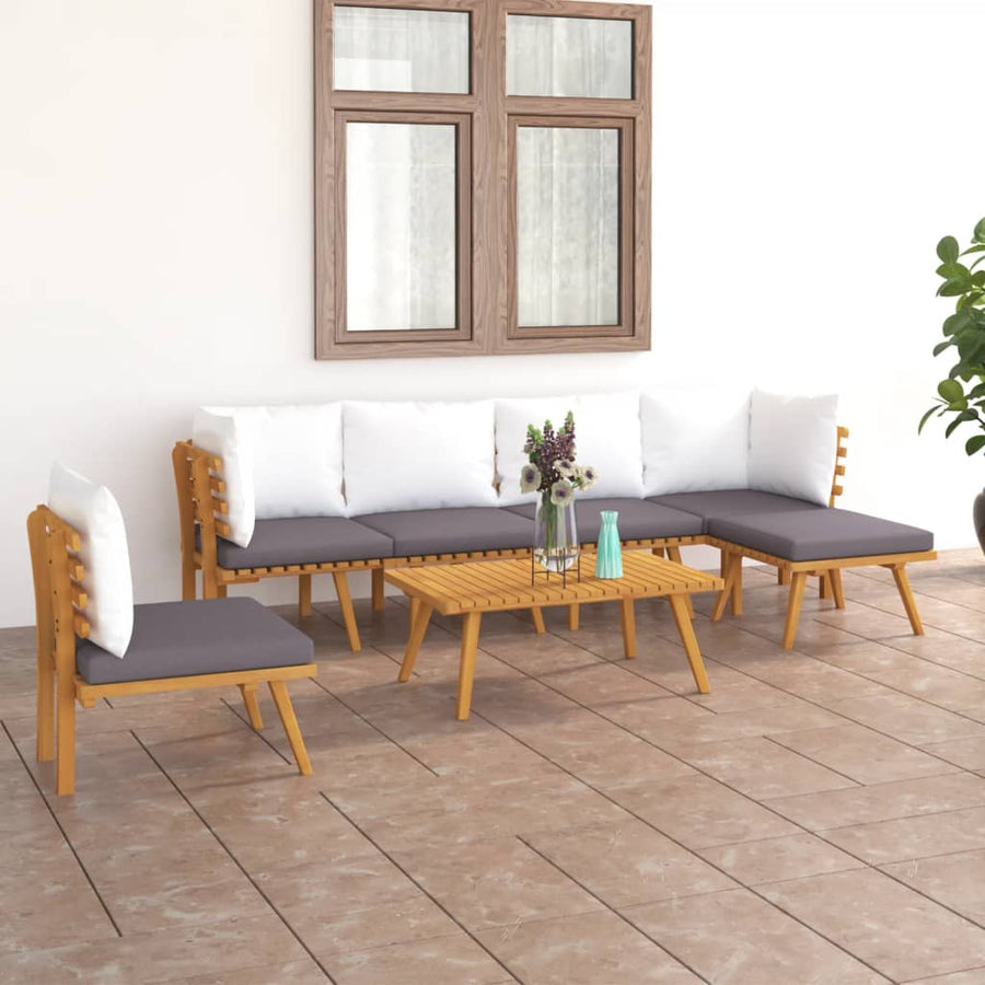 7 Piece Garden Lounge Set with Cushions Solid Wood Acacia