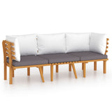 3 Piece Garden Lounge Set with Cushions Solid Wood Acacia - Front View