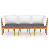 3 Piece Garden Lounge Set with Cushions Solid Wood Acacia