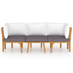 3 Piece Garden Lounge Set with Cushions Solid Wood Acacia