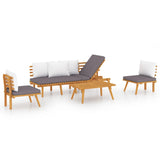 4 Piece Garden Lounge Set with Cushions Solid Wood Acacia - Front View