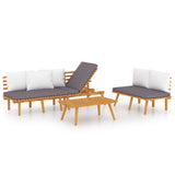 3 Piece Garden Lounge Set with Cushions Solid Wood Acacia - Front View