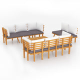 8 Piece Garden Lounge Set with Cushions Solid Wood Acacia - Front View