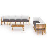 8 Piece Garden Lounge Set with Cushions Solid Wood Acacia - Side View