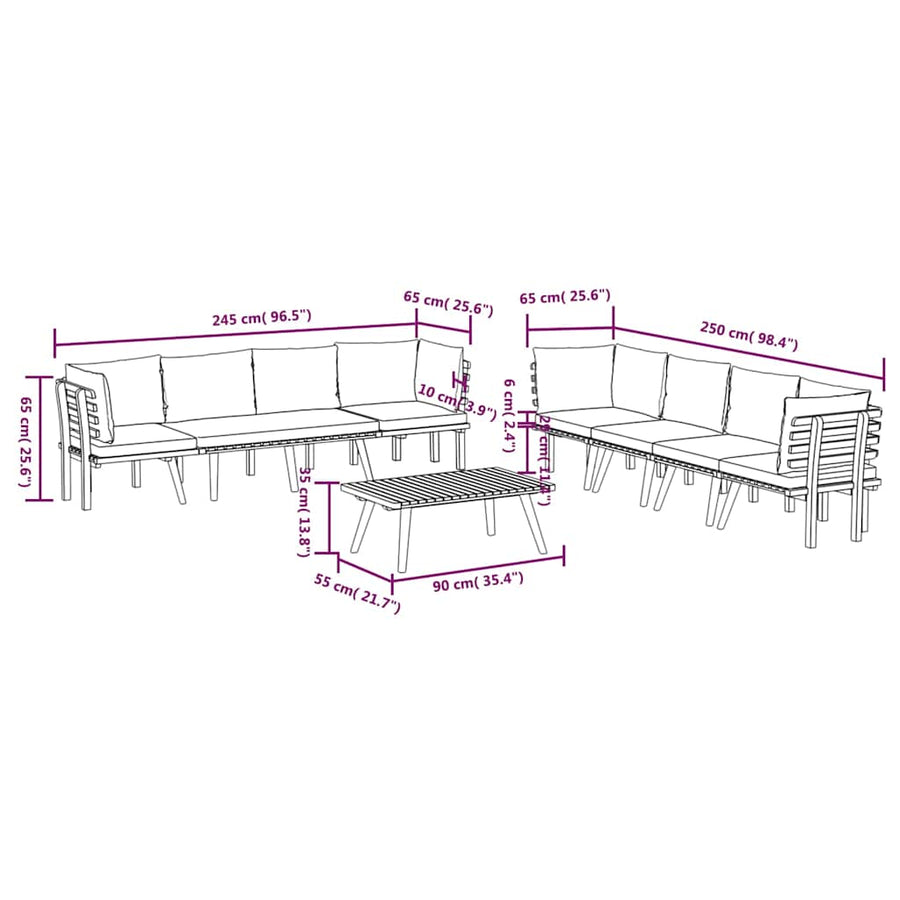 8 Piece Garden Lounge Set with Cushions Solid Wood Acacia
