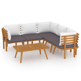 6 Piece Garden Lounge Set with Cushions Solid Wood Acacia - Front View