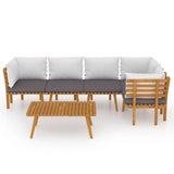 6 Piece Garden Lounge Set with Cushions Solid Wood Acacia - Side View