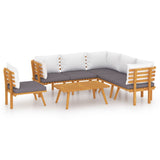 7 Piece Garden Lounge Set with Cushions Solid Wood Acacia - Front View