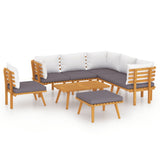 8 Piece Garden Lounge Set with Cushions Solid Wood Acacia
