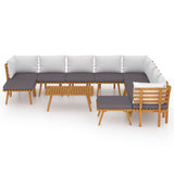 11 Piece Garden Lounge Set with Cushions Solid Wood Acacia - Side View