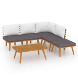6 Piece Garden Lounge Set with Cushions Solid Wood Acacia - Front View
