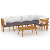6 Piece Garden Lounge Set with Cushions Solid Wood Acacia - Front View