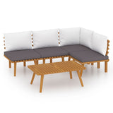 5 Piece Garden Lounge Set with Cushions Solid Wood Acacia - Front View