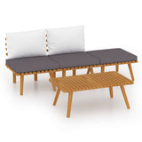 4 Piece Garden Lounge Set with Cushions Solid Wood Acacia - Front View