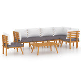 7 Piece Garden Lounge Set with Cushions Solid Wood Acacia - Front View