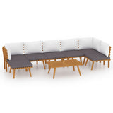 8 Piece Garden Lounge Set with Cushions Solid Wood Acacia - Front View